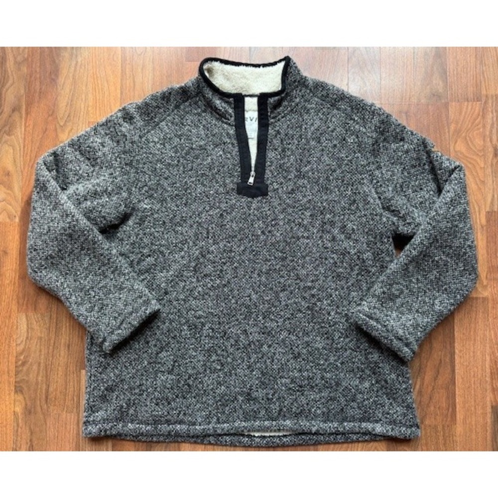 Orvis Quarter Zip Fleece Sherpa Lined Sweater Mens XXL 2XL Grey Long Sleeve